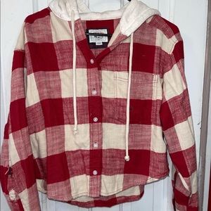 Plaid American Eagle button up sweater